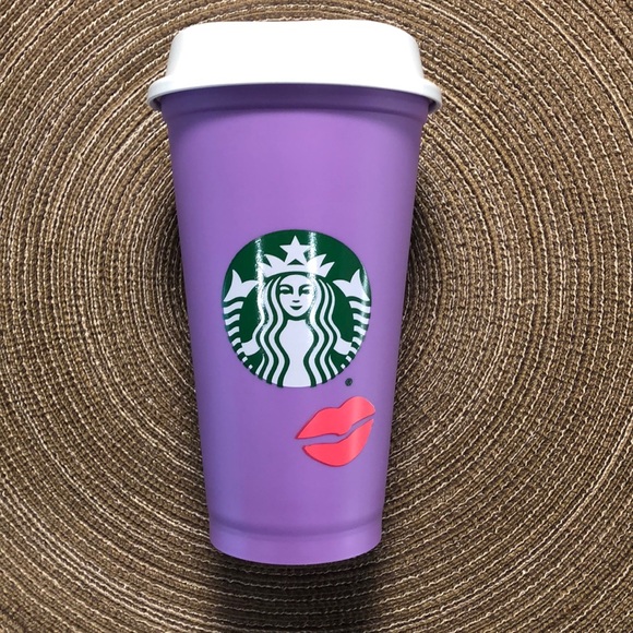 Starbucks Other - Starbucks Reusable Cup Purple with Red Lips